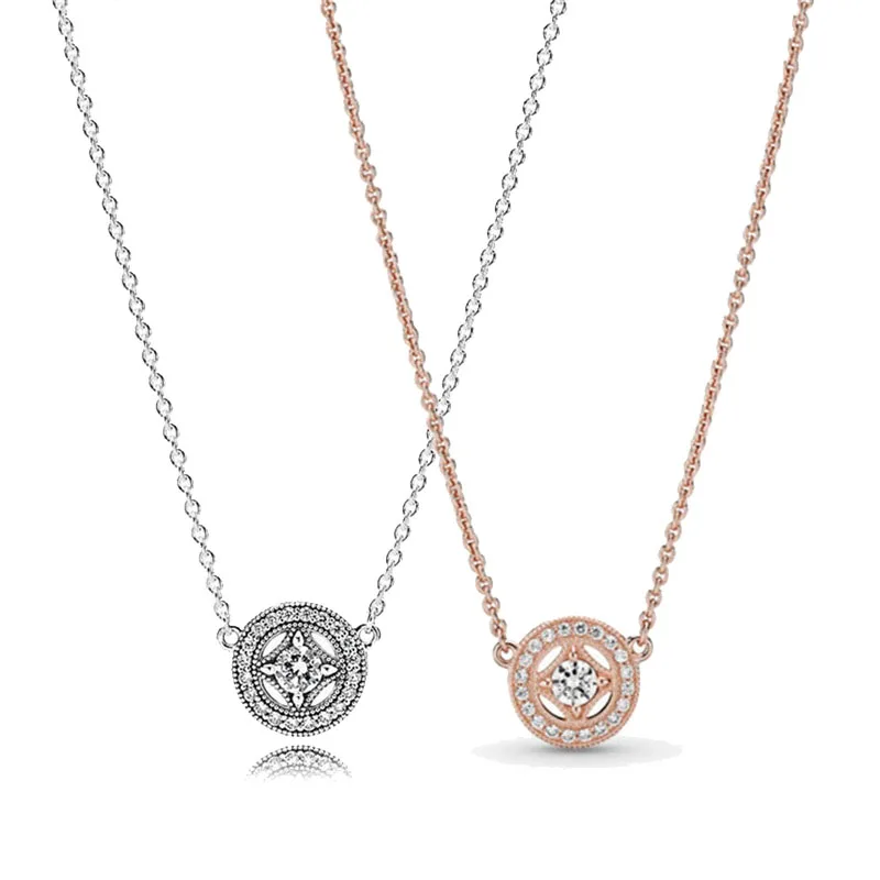 

2019 New 925 Sterling Silver Original Branded Rose Vintage Allure Collier Necklace Women Birthday Party Gift Fine Europe Jewelry