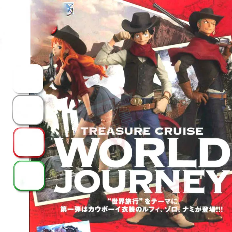 

Anime One Piece Tresaure Cruise World Journey Vol.1 Cowboy Monkey D Luffy & Nami & Zoro Figure Model Toys