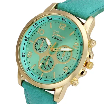 

Hot 2017Newly Designed Superior Unisex Casual High Quality Geneva Faux Leather Quartz Analog Wrist Watch Watches Levert Dropship