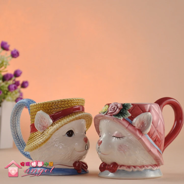 

220ML 1 Pair Married Wedding Valentine's Day Cat Ceramics Kiss Cup Couples Cup Marriage Pair Cup Men and Women Pair Cup Mug