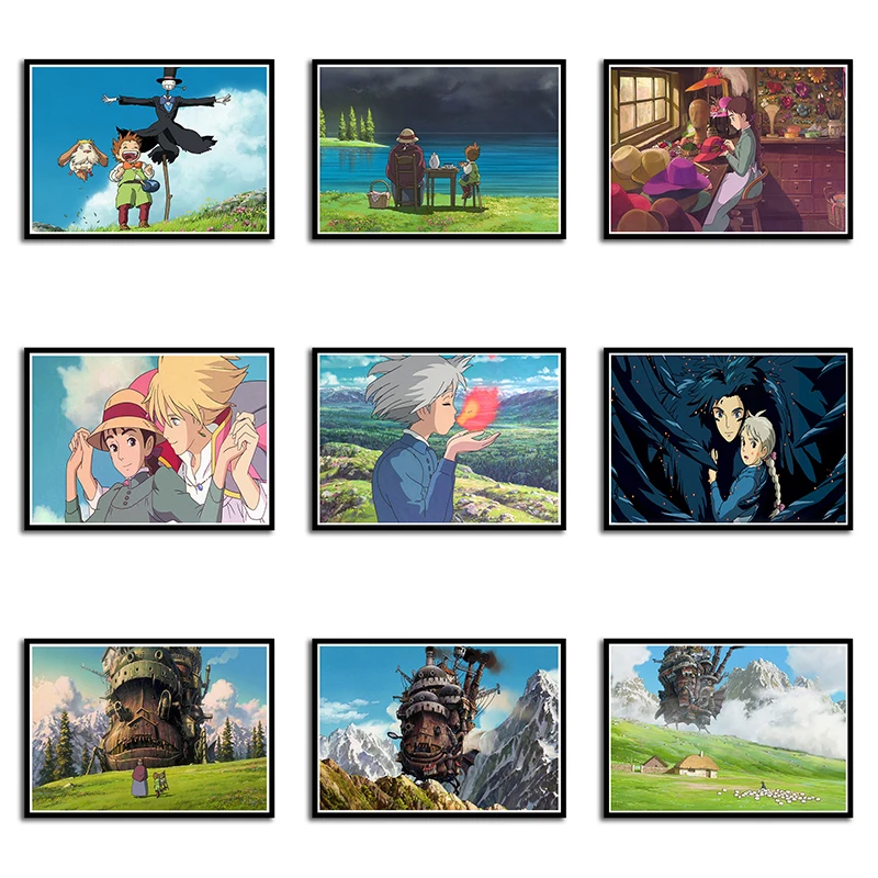 Hayao Miyazaki Howl художественный постер с подвижным замком аниме художественное