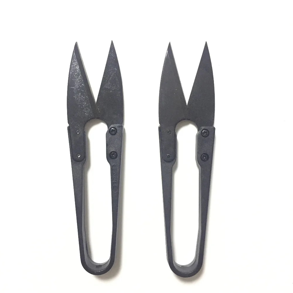 

2pcs/lot High Quality Patchwork Small Yarn Scissors Black Coated U Shape Scissors Knitting Accessories