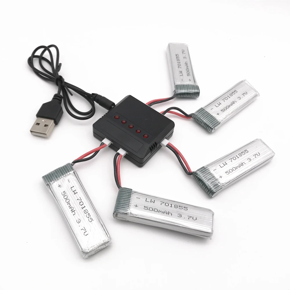 

Lipo Battery for Eachine E50 E50S T37 H37 701855 3.7v 500mAh ELFIE Drone RC Helicopter Li-Battery+5in1 Charger Spares Part