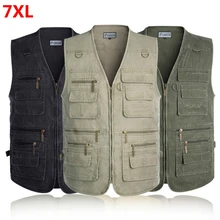 Майки больших размеров на весну и осень, повседневный жилет для улицы с несколькими карманами, хлопковый жилет для фотографии, мужской жилет без рукавов для рыбалки