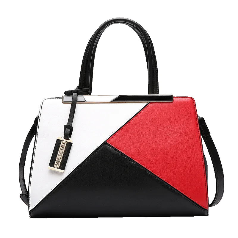 

New Korean fashion leather handbag 2018 casual hit color leather shoulder bag slipped ladies bag