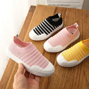 

Children's boys and girls striped flying woven mesh face casual breathable sports shoes running shoe baby boys shoes 2019 A1