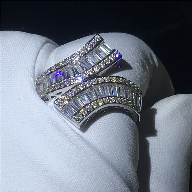 Fashion Promise ring 925 Sterling silver Princess cut  AAAAA Cz Stone Engagement wedding band ring for women Men Finger jewelry