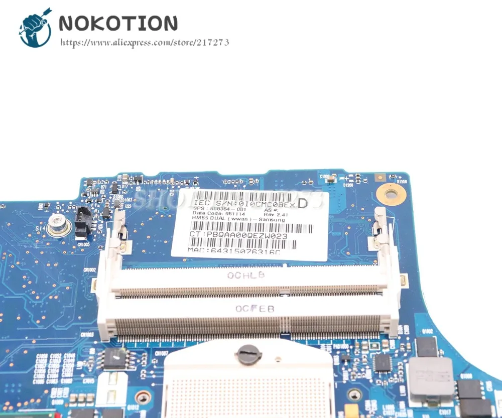 NOKOTION для hp Envy 14 14-1000 Материнская плата ноутбука 608364-001 аккумулятор большой емкости 6050A2316601-MB-A04 HD5650M 1 ГБ HM55 DDR3 процессор