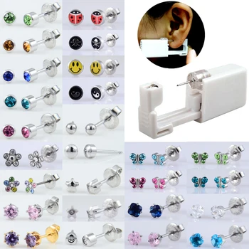 

BOG-1Unit Sterlised Disposable Safety Ear Nose Piercing Device Machine Tools Ear Piercer Sterile Bezel Crystal Stud Body Jewelry