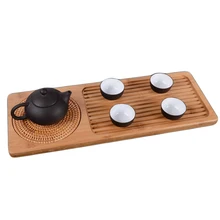 Kung Fu té bandeja de mesa pequeña mesa de té de bambú de madera pura tradicional para tetera platillo almacenamiento mostrar y serveing té