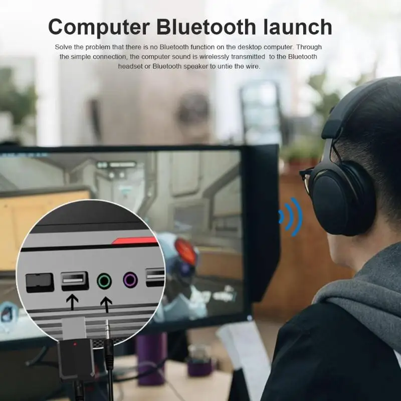 USB Bluetooth 5,0 Dongle кабель адаптер 2in беспроводной Музыка Аудио приемник передатчик для автомобильные ПК Компьютер ТВ наушники