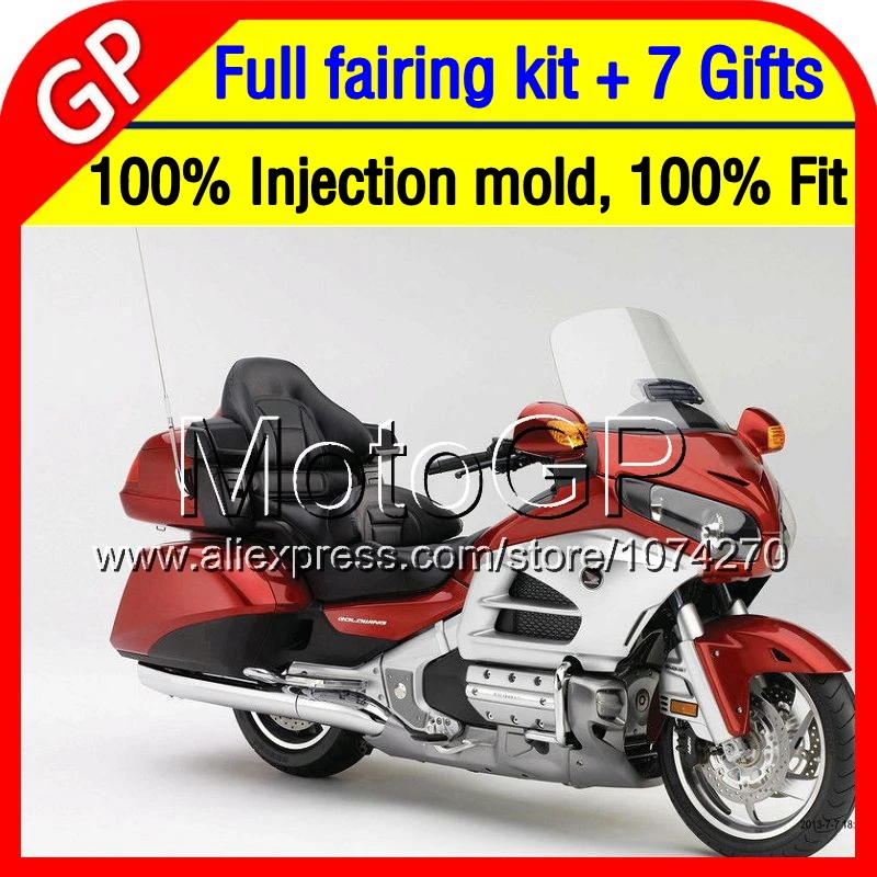 Оранжевый 7 подарки + Инъекция Для HONDA GL1800 Goldwing 01 10 Блеск оранжевый 52GP GL 1800 2001 2002 2003