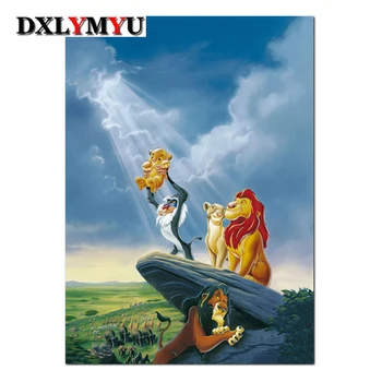 

3D Full Diamond Embroidery Home Decor Diamonds Mosaic Painting Pasted Pictures Square Drill The Lion King 40X55cm