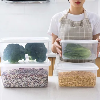 

Large Kitchen Storage Container Box Tea Fruit Grain Food Storage Box Plastic Clear Case Cereal Container Refrigerator Organizer