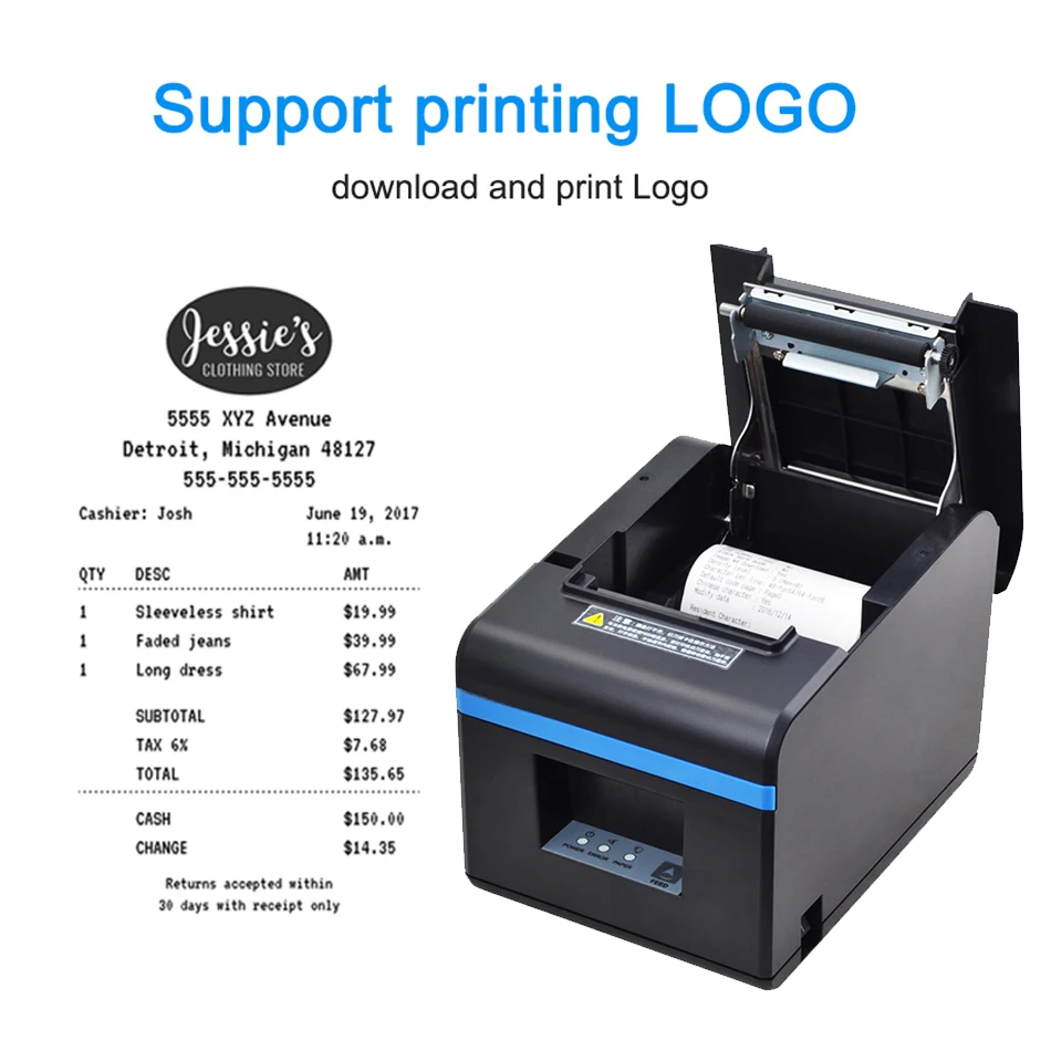 طابعة حرارية 80 مللي متر POS فاتورة استلام الباركود الحرارية طابعة قاطع آلي المطبخ POS الحرارية إيثرنت LAN USB طابعة 80 مللي متر