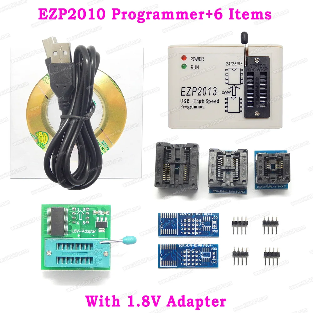 

EZP2013 EZP2010 EZP2019 High Speed USB SPI Programmer Programming Tool + 6 Adapters With 1.8V Adapter / 5 Adapters / 2 Adapters