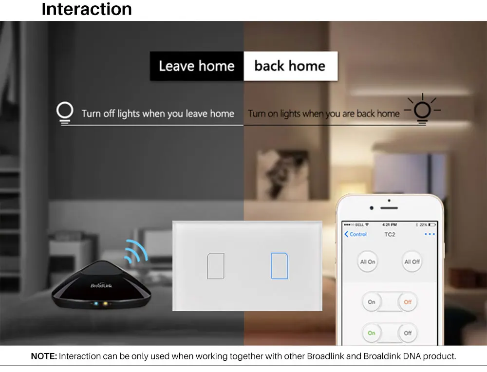 Broadlink TC2 US AU переключатель WiFi сенсорный переключатель RF беспроводной пульт дистанционного управления работает с RM Pro через приложение управление Умный дом автоматизация