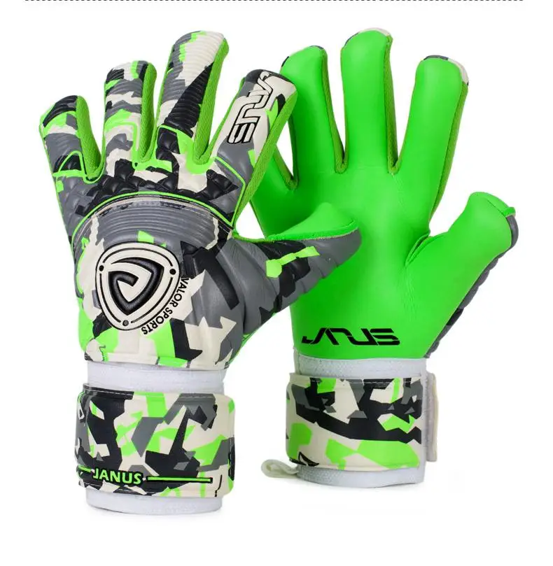 Профессиональные вратарские перчатки с защитой пальцев утолщенные 4 мм латексные вратарские перчатки мужской, футбол вратарские перчатки - Цвет: Зеленый