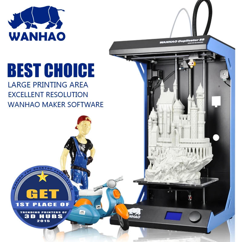  2018 Newsest wanhao D5S 3D Printer of Largest Printing Area 3D Printer Kit with Free ABS/PLA materi