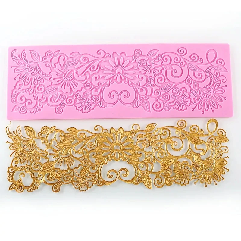 

MX122 Flower pattern Lace Mold Silicone Sugar Lace Pad Cake Brim Decoration Mold Kitchenware DIY Tool