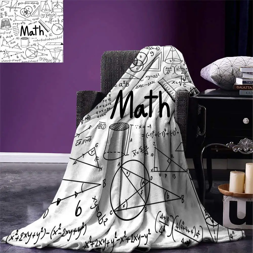 

Mathematics Classroom Decor Throw Hand Written Math Text and Icons Equations Geometrical Shapes Warm Microfiber Blanket