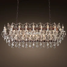 Vintage Crystal Chandelier Lighting Rustic Candle Chandeliers Pendant Lamp Hanging Light for Home and Restaurant