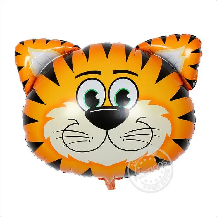 2 шт большие воздушные шары из фольги с гелием в форме головы животного, вечерние шары для детей, подарки для геев, надувные балоны с гелием - Цвет: tiger