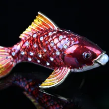 Feng Shui магическое Оловянное ожерелье Статуэтка рыбы фигурка с Стразы Рыбацкая брелок статуя