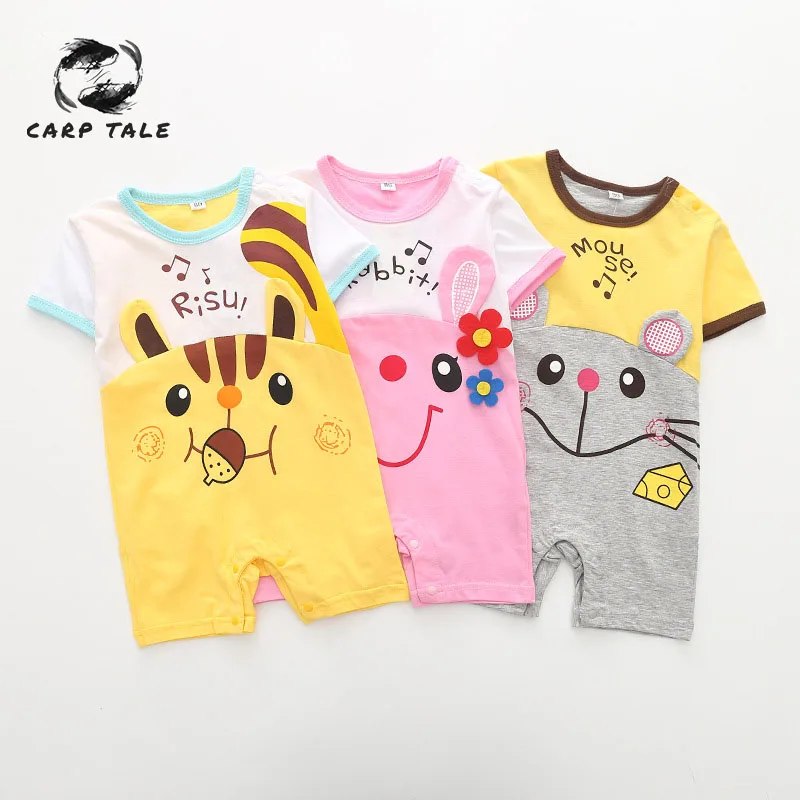 

2019 new infant infant newborn baby boy girl summer jumpsuit cartoon animal jumpsuit cute jumpsuit newborn summer clothing