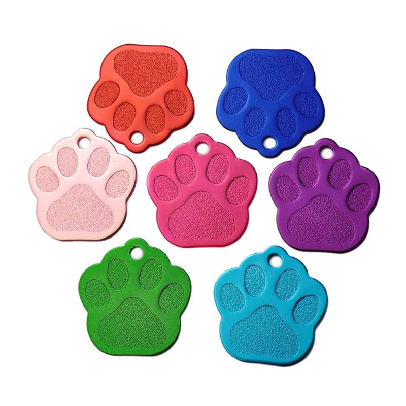 10 pcs/set Aluminium Alloy Round Paw Dog Pet ID Tags Disc Dog Cat Identity Card Tag prevent pet