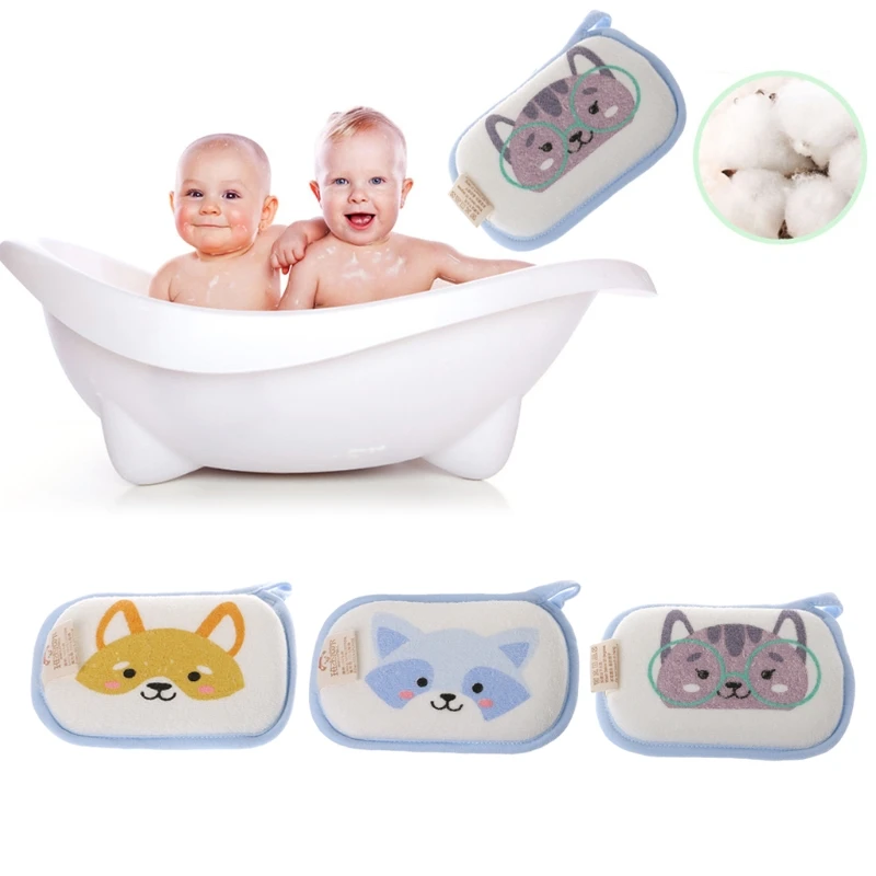 Newborn Baby Bath Brushes Cotton Rubbing Body Infant Shower Sponge Wash