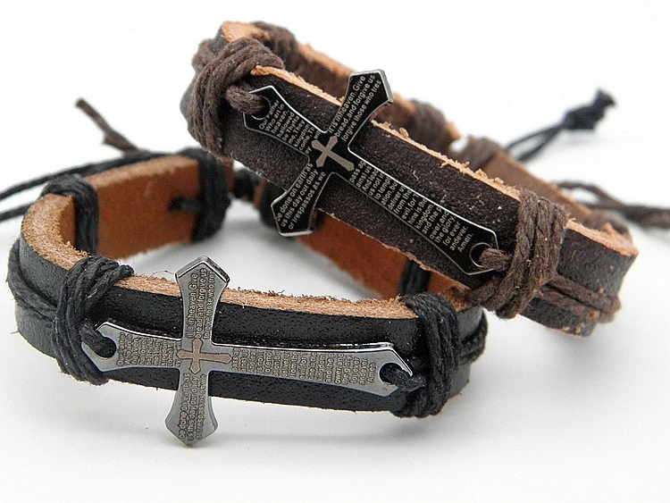 

Stylish Handmade Vintage leather Wristband rope bracelet Genuine leather ID bracelet jewelry For Men Women Xmas Gifts