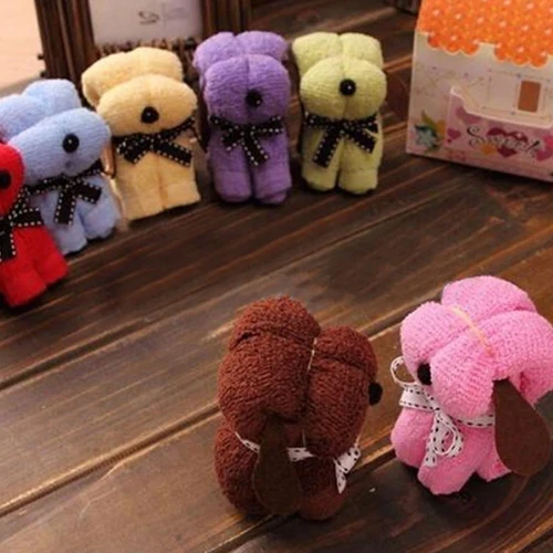 Cute Dog Cake Shape Towel Soft Breathable Cotton Washcloth Wedding Gifts Present Home& Garden