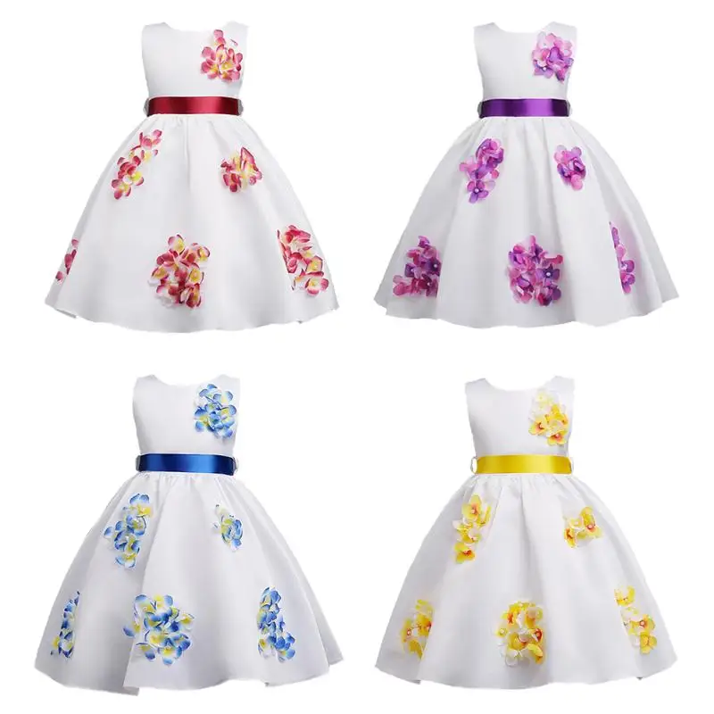 

Children Girl Flower Dresses Girls Birthday Wedding Party Pageant Long Princess Dress Kid Important Occasion Costume Clothes