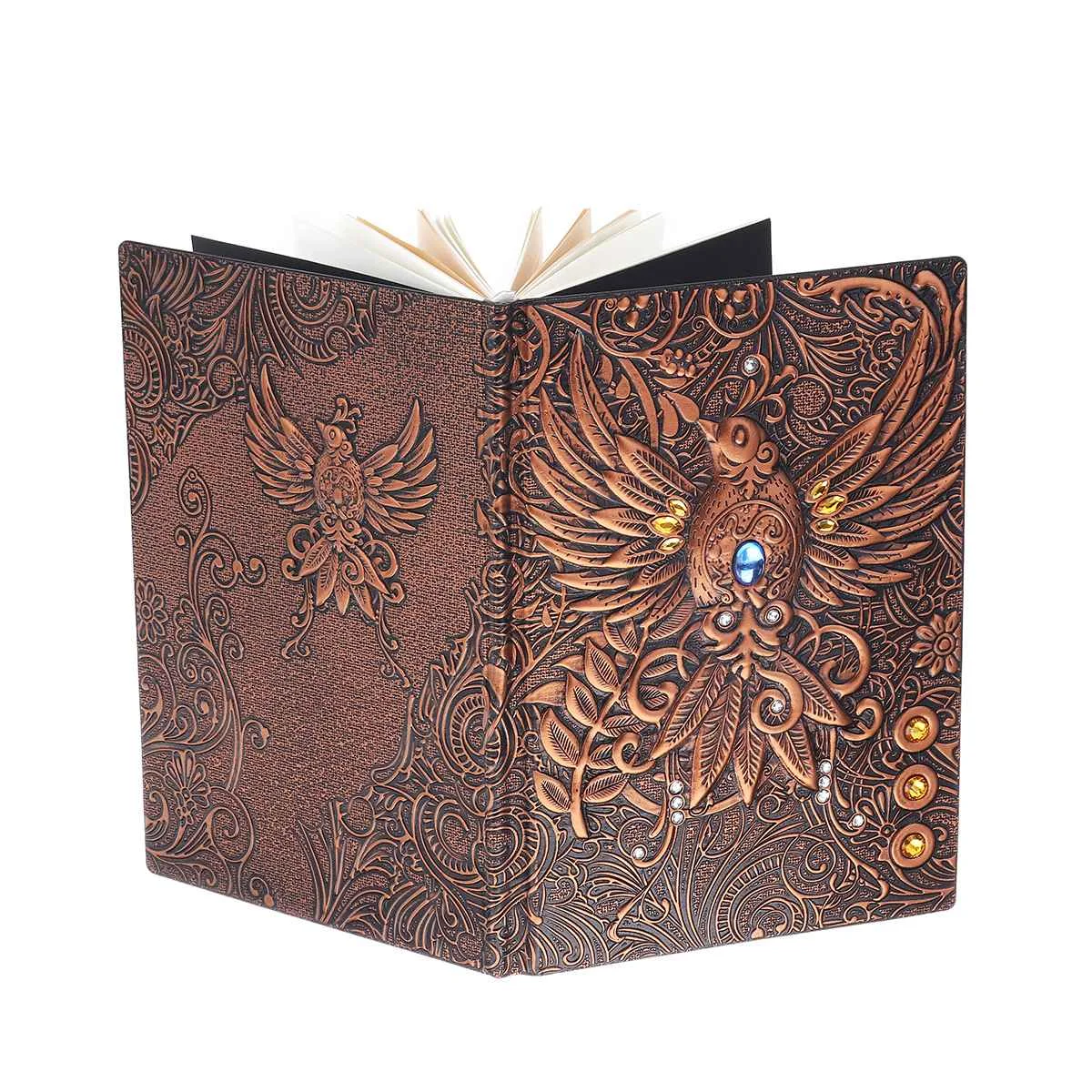 

3D Vintage Printing Embossed Phoenix Travel Diary Notebook Journal Leather Gift Bible Book Handcraft