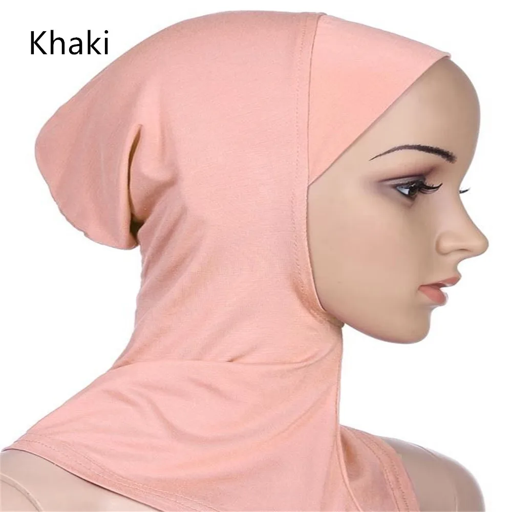 Популярный мягкий мусульманский головной убор с полным покрытием, Женский хиджаб, головной убор, шапка, исламский головной убор - Цвет: khaki