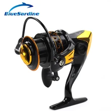 BlueSardine Rueca de Metal Carrete de Pesca 12 BB Relación de Transmisión 5.5: 1 Rueda de los pescados Trastos de Pesca de La Carpa