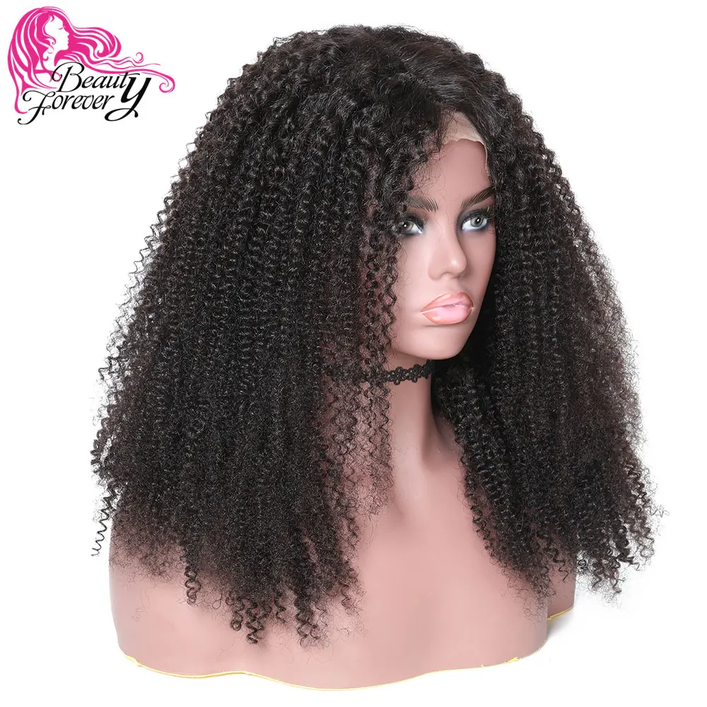BeautyForever малазийские кудрявые 360 парики на кружеве, наполовину завязанные вручную 150% плотность Remy человеческие волосы натуральный цвет 10-24 дюйма