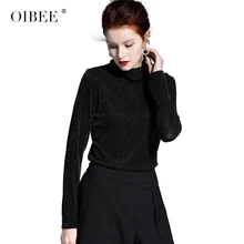 OIBEE2019 женская нижняя рубашка женская черная дикая Длинная тонкая футболка с высоким воротником
