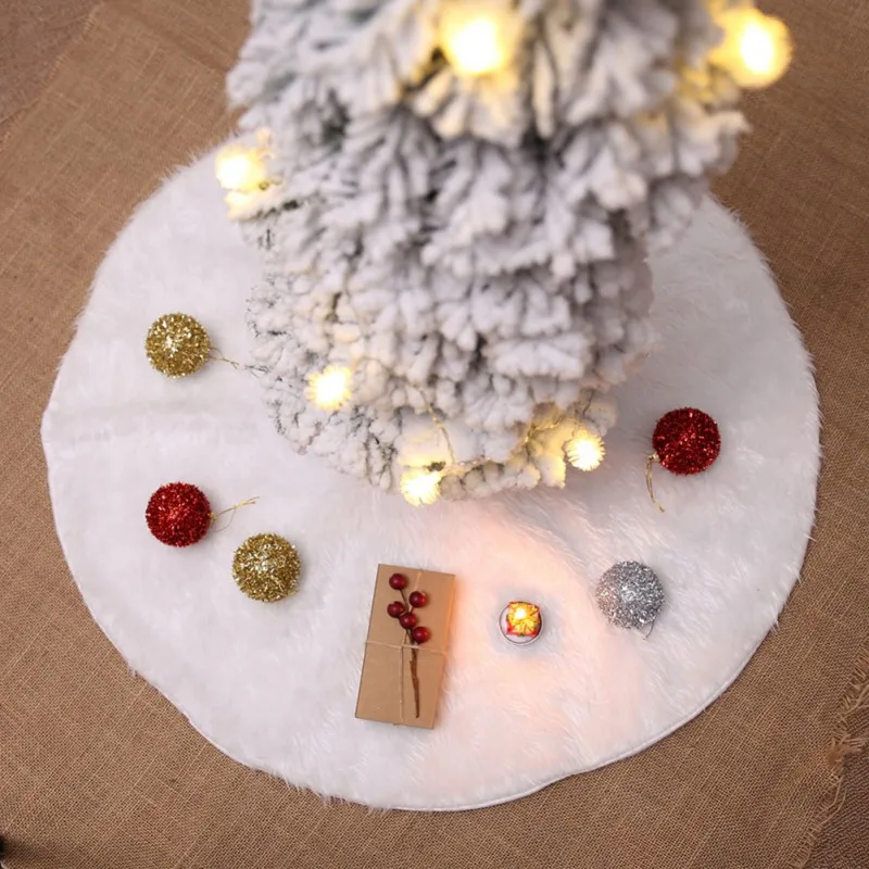 

DIY Party Xmas Christmas Tree Skirts Decor Ornaments Living Room White Faux Fur Festival Party Supplies Home Decor
