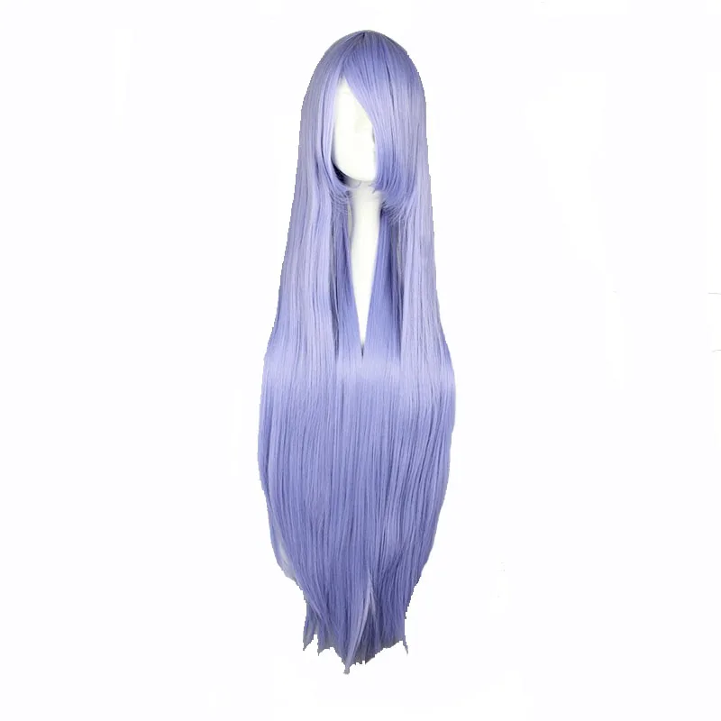 Mcoser 100 см длинные прямые Голубой Синтетический Косплэй костюм парик 100% Высокая Температура Волокно волос wig-018l
