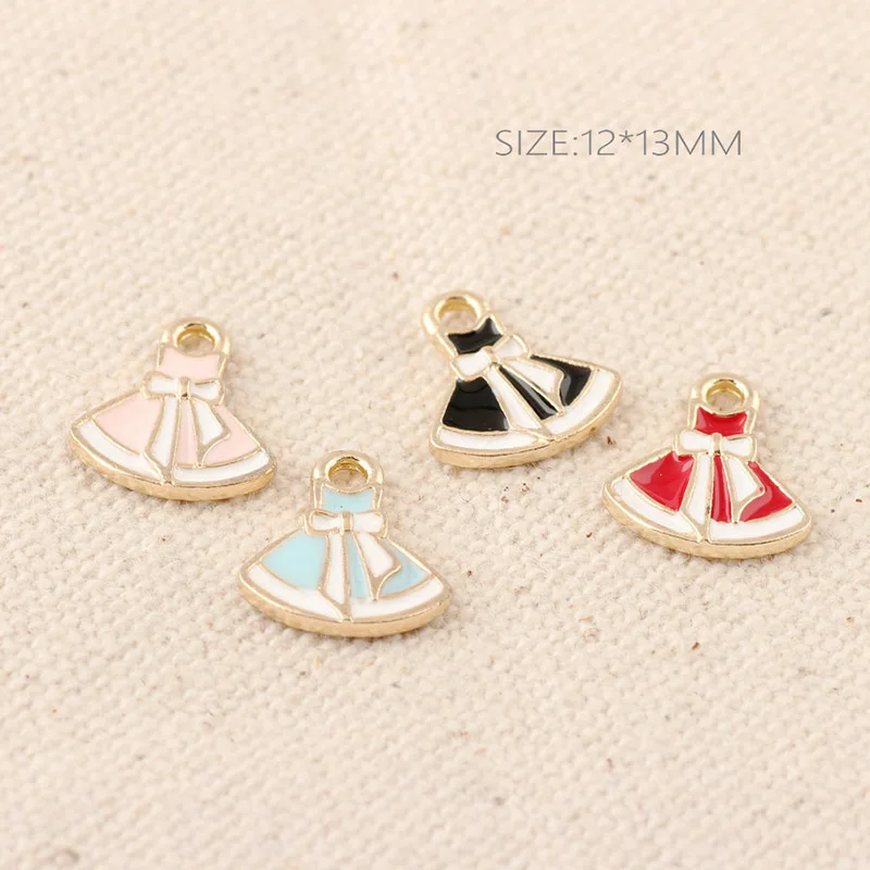 100pcs 12*13mm Diy Jewelry alloy gold color enamel apron charms Dress