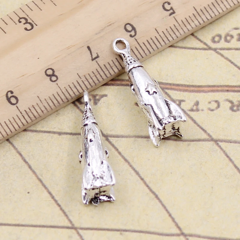 10pcs 매력 로켓 우주선 24x9x9mm DIY 레트로 쥬얼리 팔찌 목걸이 골동품..