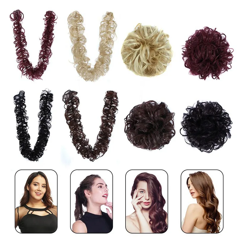 

Hair Bun Extensions Wavy Curly Messy Hair Extensions Donut Hair Chignons Hair Piece Wig Hairpiece Donut Updo Ponytail