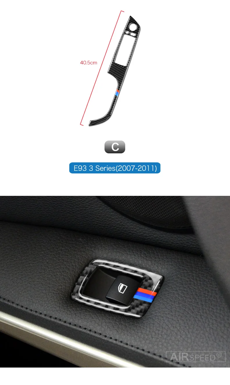 BMW 3 Series E90 E93 Accessories LHD Car Interior Carbon Fiber Door Window Switch Panel Cover Trim Car Styling (3)