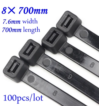 

8x700mm Self locking Nylon Cable Ties Plastic Zip Tie Black/White wire binding wrap straps Nylon 66 8*700mm 100pcs/lot