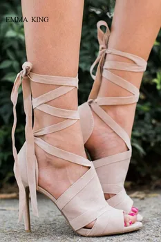 

Sandalias Mujer Summer Fashion Woman Shoes Cross-tied Women Sandals Ankle Strap Pumps Thin High Heels Ladies Dress Party Shoes