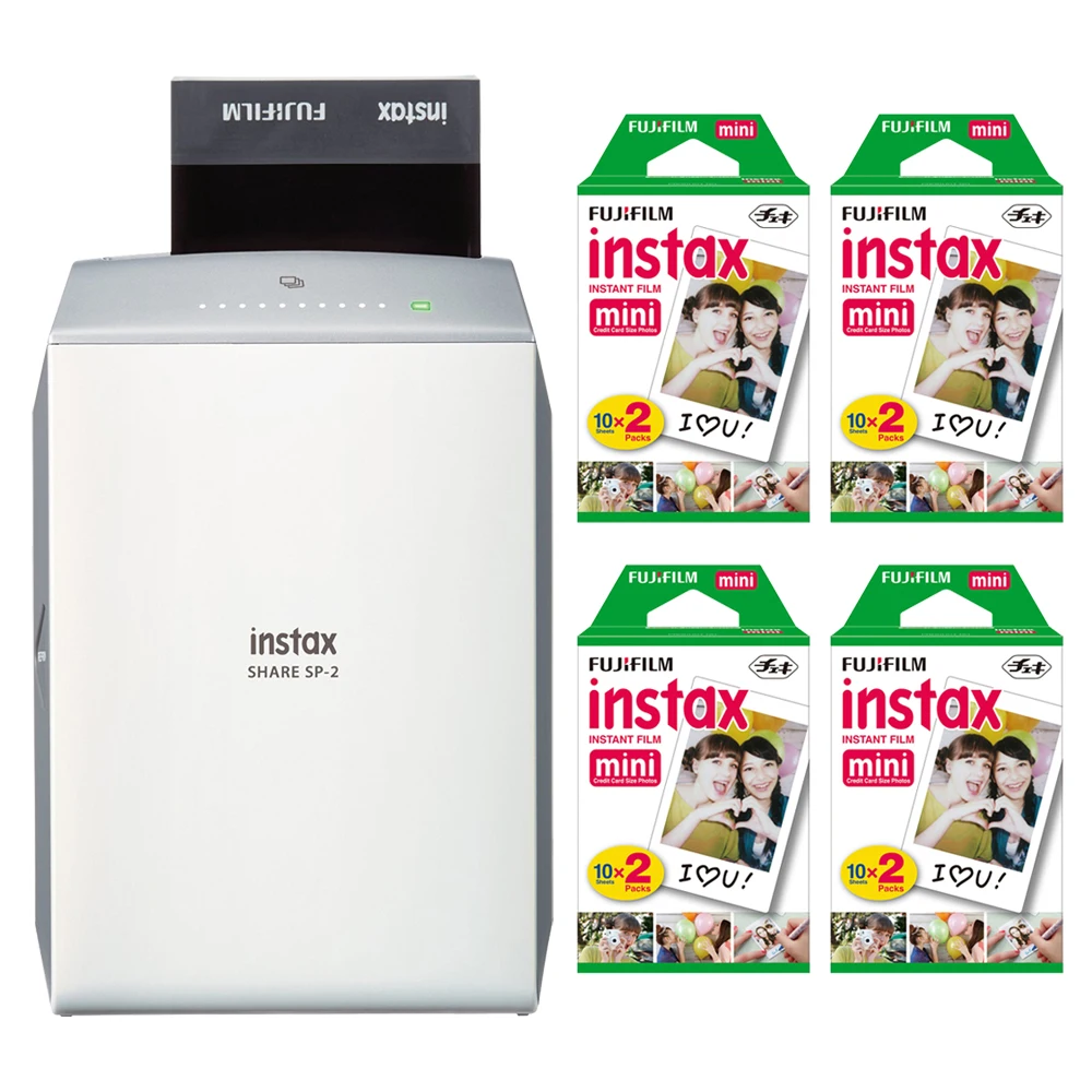 Fujifilm Instax Share SP 2 Smartphone Printer Silver + Fuji Mini White Plain 80 Instant Filmin