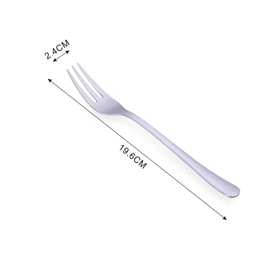 304, нержавеющая сталь, корейский стиль, яркие, для салата, десерта, вилка с длинной ручкой, золото, синий цвет, вилка для отеля, вечерние - Цвет: Silver