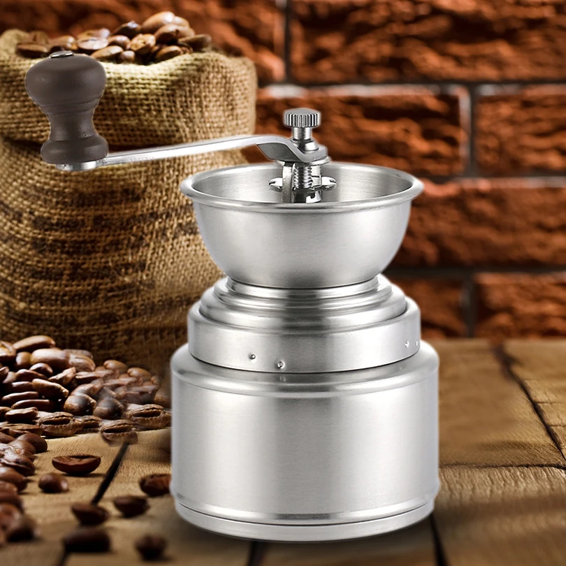 Manual Coffee Grinders Burr Hand Crank Grinding Mill Stainless Steel